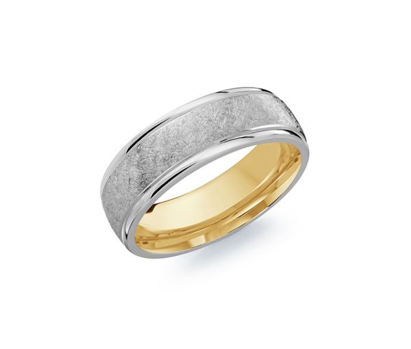 JONC HOMME EN OR 10K 2TONS 7MM DE LARGEUR POLI-SATIN 7MM